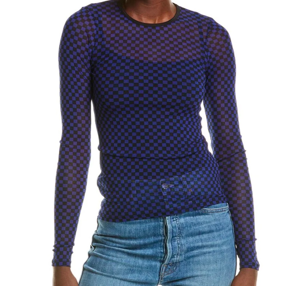 Enza Costa Checkered Mesh Top - NWOT
